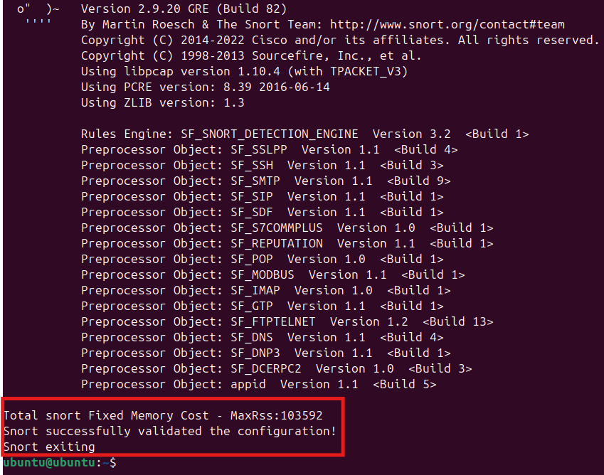 Test Snort Config Screenshot